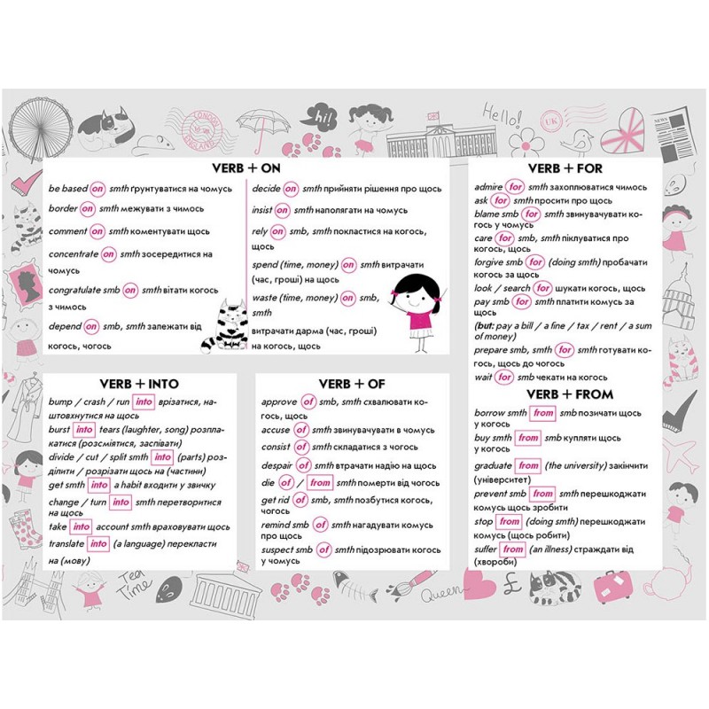 Стікербук. Англійська мова: Прийменники