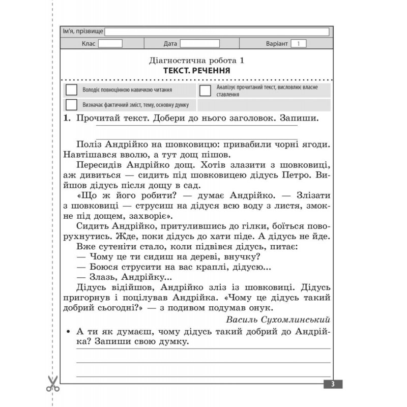 НУШ Діагностувальні роботи Весна Українська мова та читання 4 клас до програм Савченко Шияна