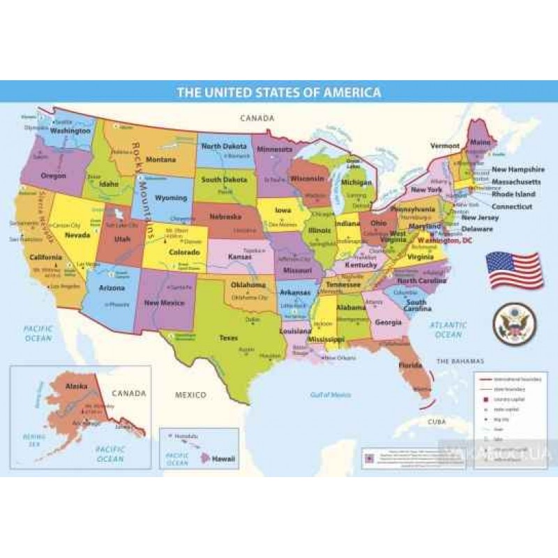 Плакат шкільний Пiдручники i посiбники Карта США