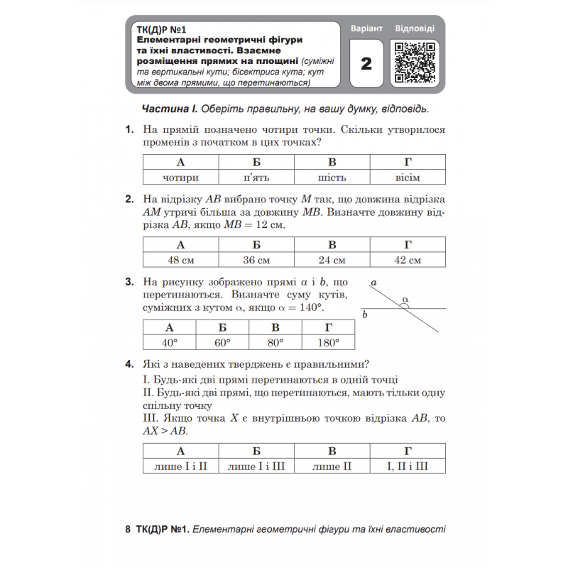 НУШ Діагностувальні роботи у форматі ЗНО/НМТ Астон Геометрія 7 клас Козира, Врублевська