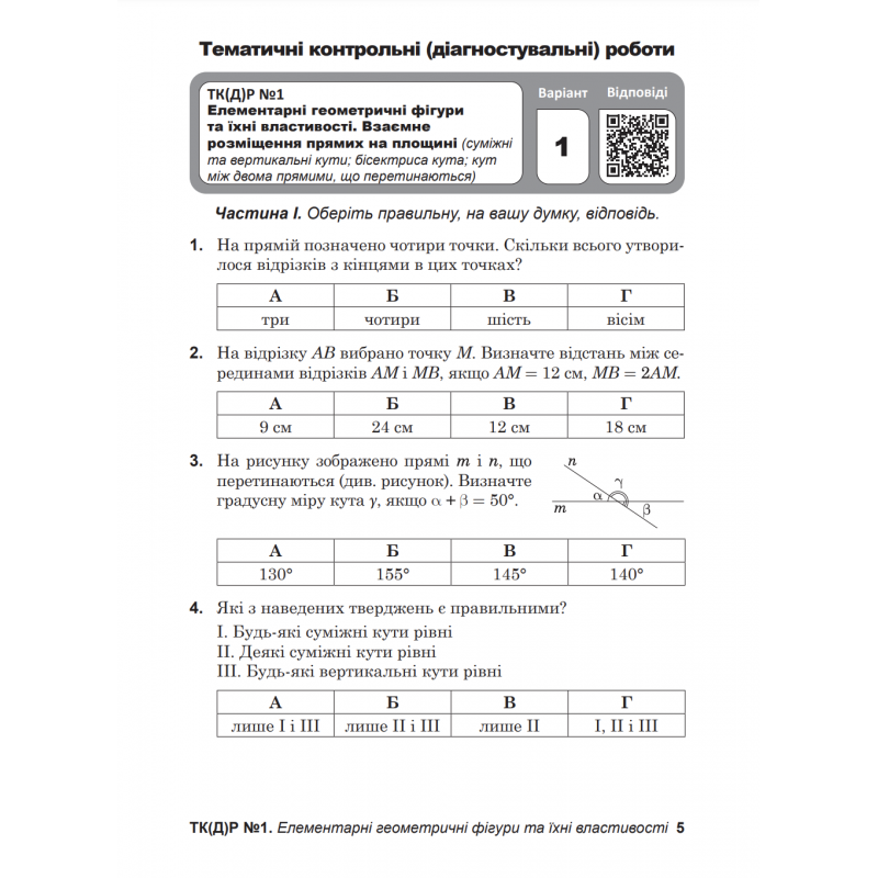 НУШ Діагностувальні роботи у форматі ЗНО/НМТ Астон Геометрія 7 клас Козира, Врублевська