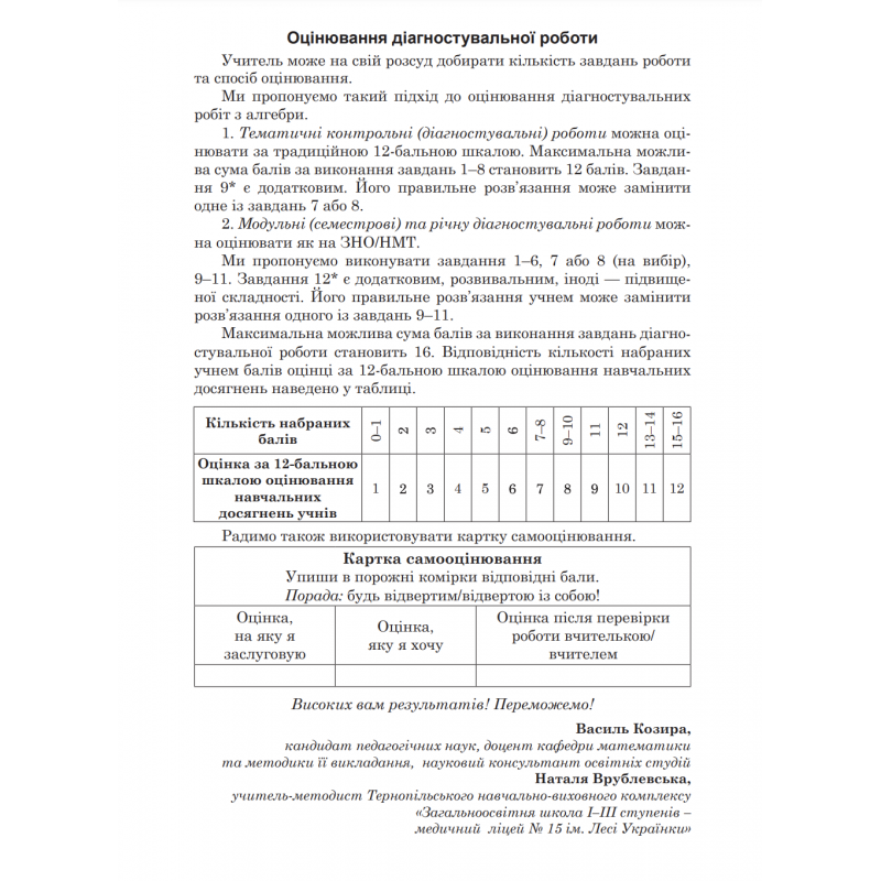 НУШ Діагностувальні роботи у форматі ЗНО/НМТ Астон Алгебра 7 клас Козира, Врублевська